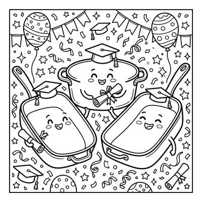 Get ready to color a unique graduation celebration featuring adorable roasting pans! This fun printable is perfect for anyone looking to add a sprinkle of culinary charm to their congratulatory messages.