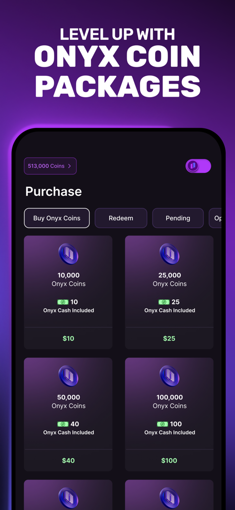 Onyx Odds - Onyx Oddsアプリのコインパッケージ購入画面