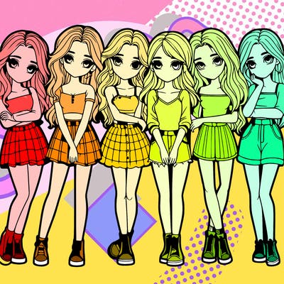 a group of girls realistic