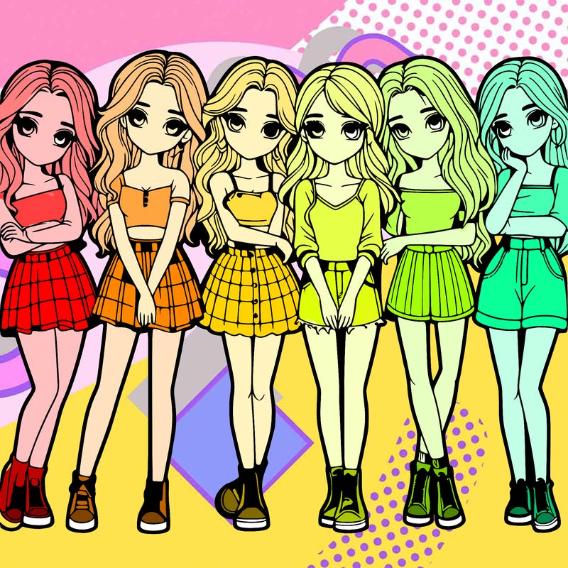 a group of girls realistic