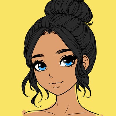 realistic pretty girl with hair in bun