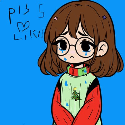 sad girl with glasses in a sweater