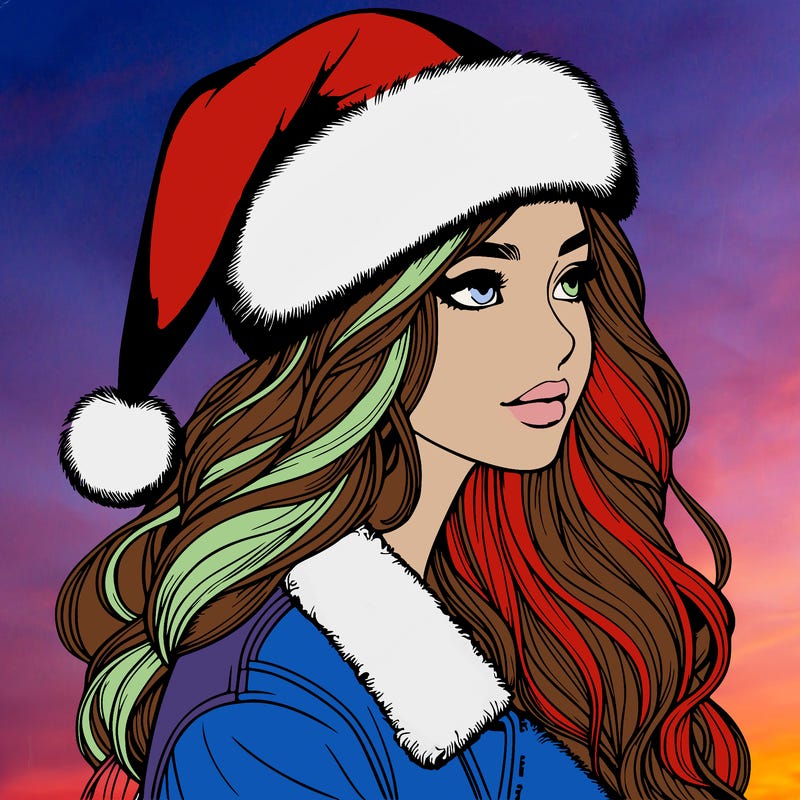 realistic girl in santa hat