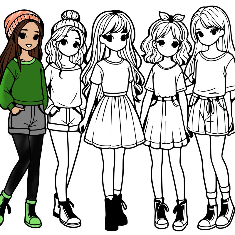 a group of five girls