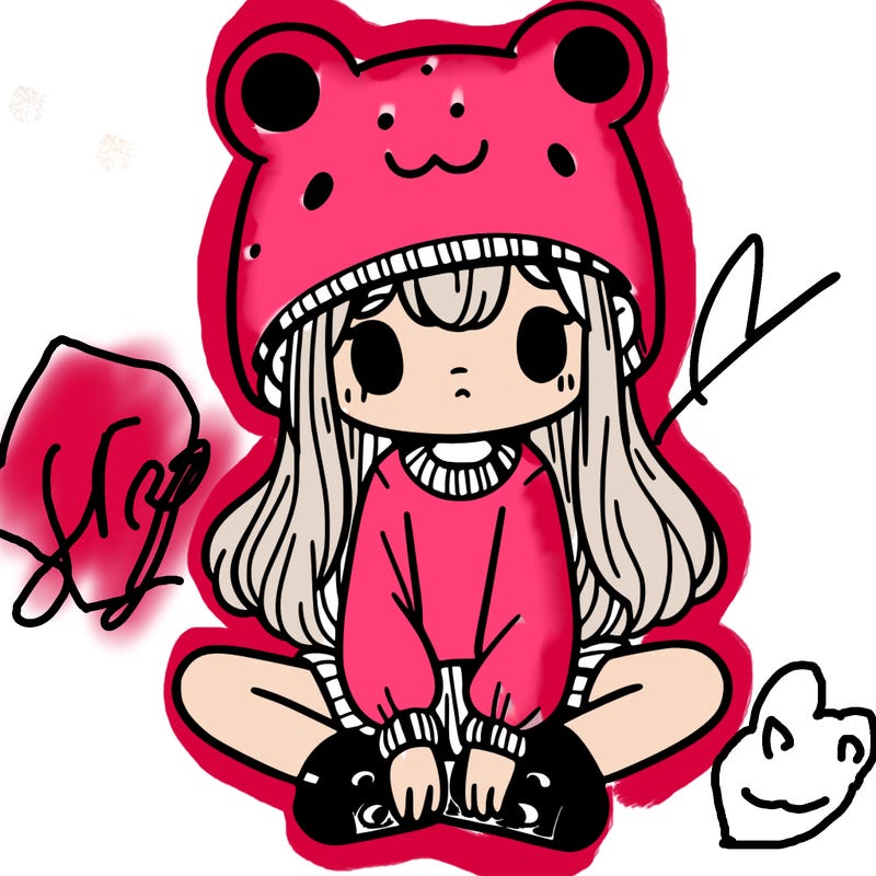 a girl wearing a frog hat and some frog socks