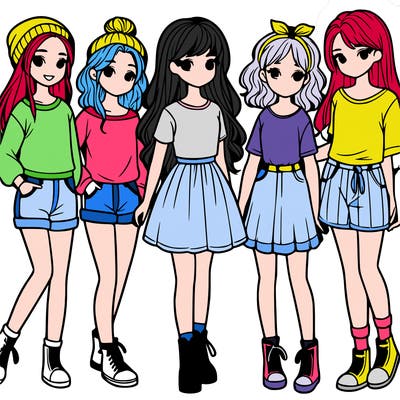 a group of five girls