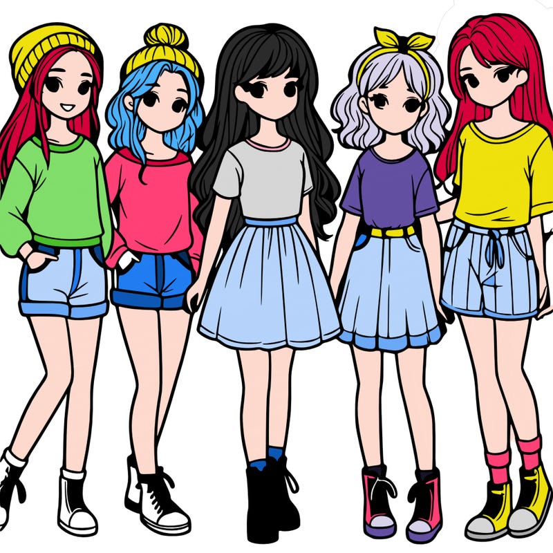 a group of five girls