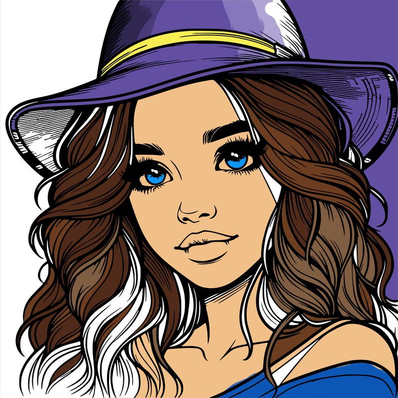 realistic girl with hat