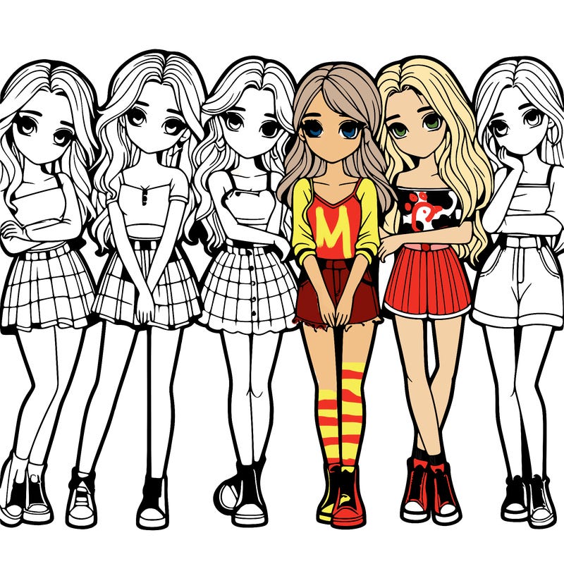 a group of girls realistic