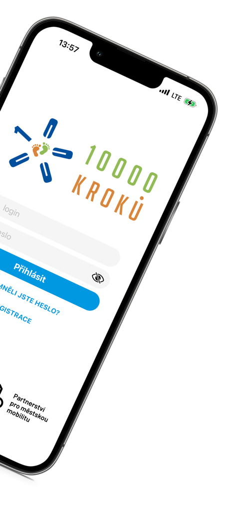 10000 kroků - Login screen for the 10000 kroků mobile app featuring the logo and sign in button