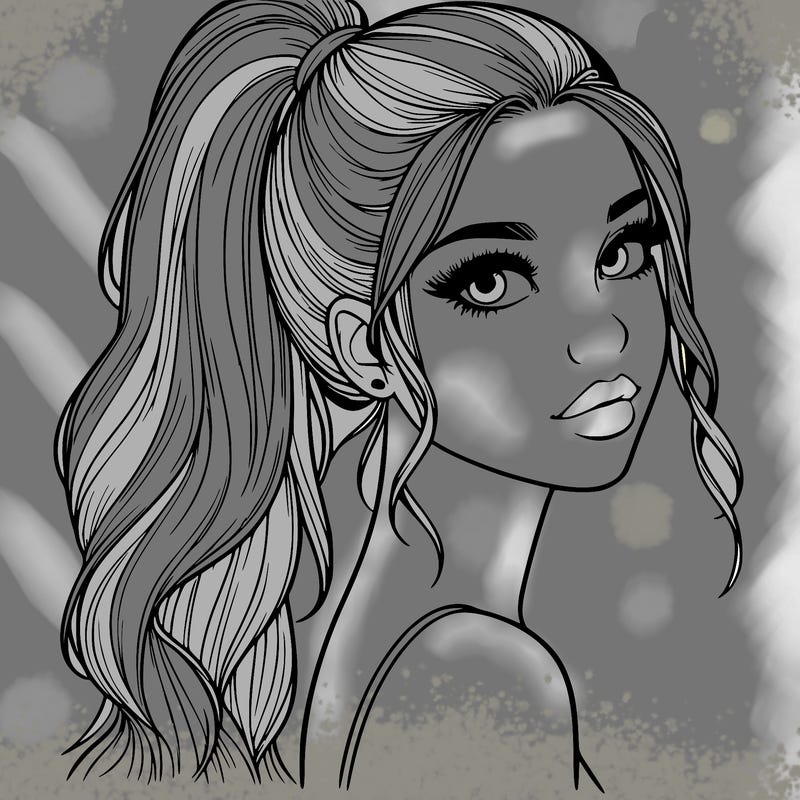 realistic pretty girl with high pony tail