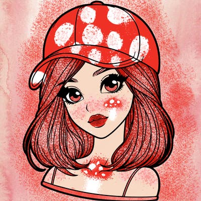 semi realism beautiful girl wearing cap