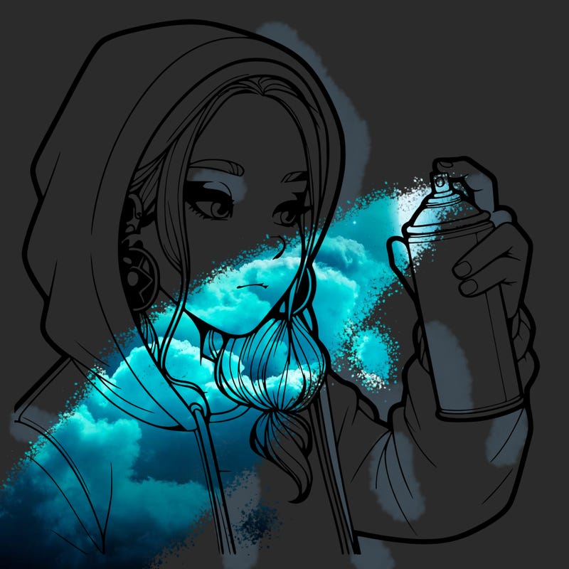 a realistic girl, spray painting