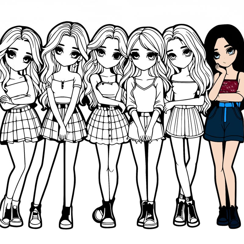 a group of girls realistic