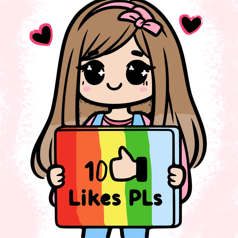 girl holding a sign saying 10 likes pls
