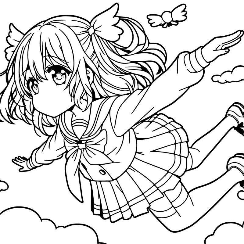 anime girl flying