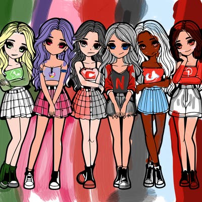 a group of girls realistic