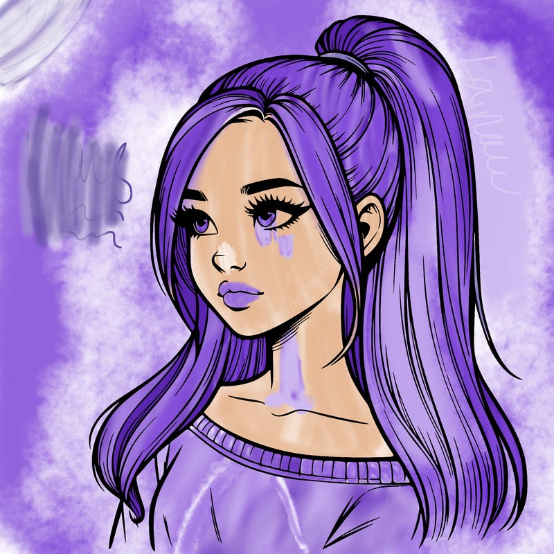 realistic girl with a high ponytail