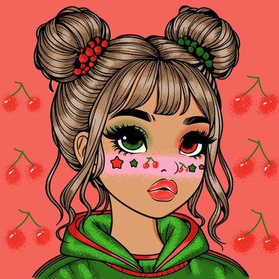 realistic girl with space buns