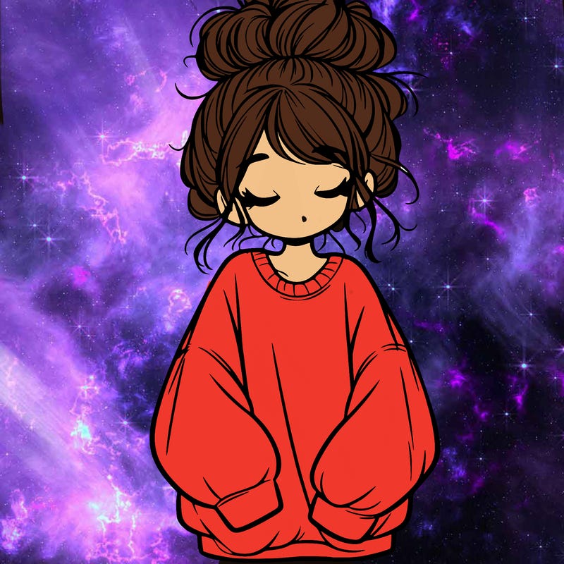 girl with baggy sweatshirt and messy bun