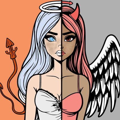 devil vs angel realistic girl