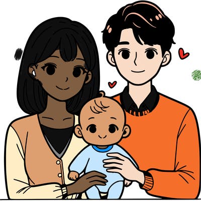 man and woman with baby