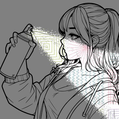 a realistic girl spray, painting