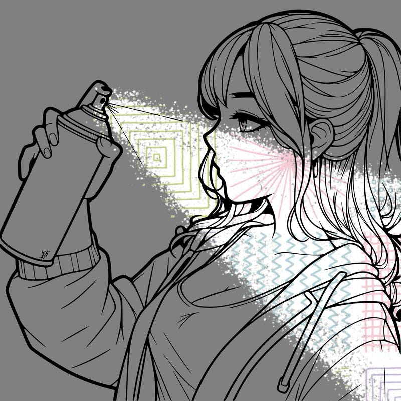 a realistic girl spray, painting