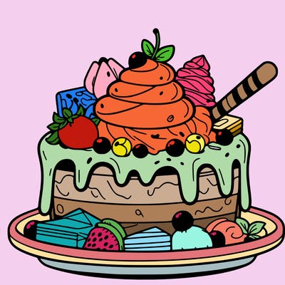 dessert with many toppings