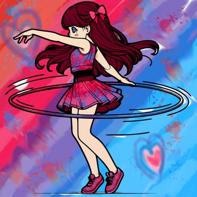 realistic girl spin hula hoop