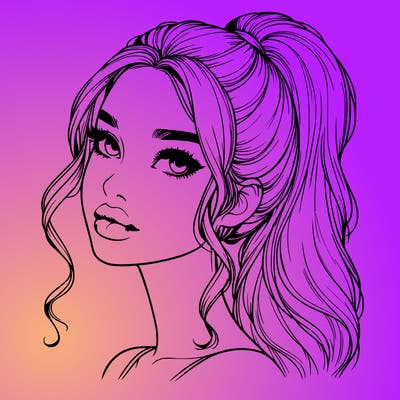 realistic girl with a ponytail on her hair and lips