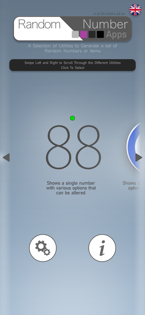 Random Number App - Tela inicial do App de Números Aleatórios apresentando a utilidade do gerador de números únicos
