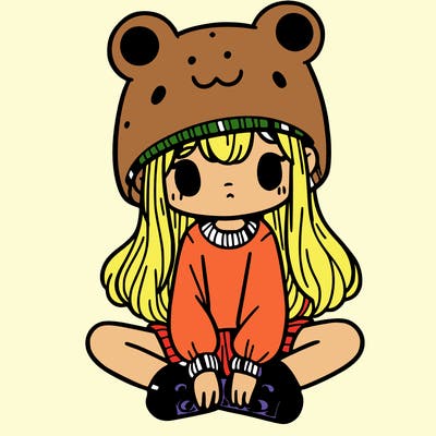 a girl wearing a frog hat and some frog socks