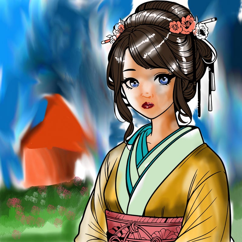 realistic beautiful japanese lady in traditional dress