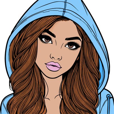 realistic beautiful girl with a hood on