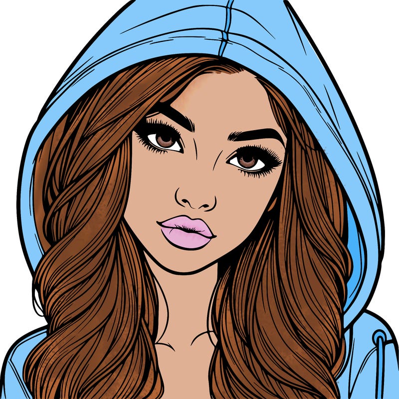 realistic beautiful girl with a hood on