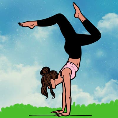 a woman doing a handstand