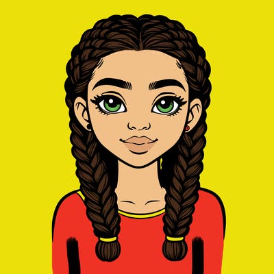 realistic girl with braids