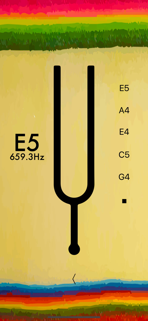 Charango Tuner Pro - Charango Tuner Pro app interface showing a tuning fork and E5 note frequency in Hz