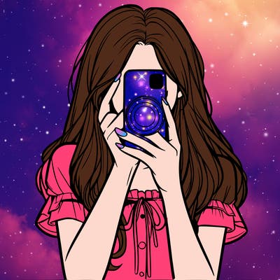 a realistic girl holding her phone taking pictures