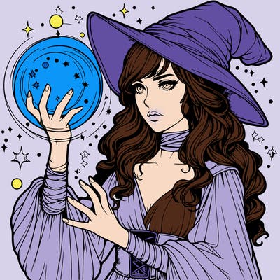 realistic women sorcerer using magic