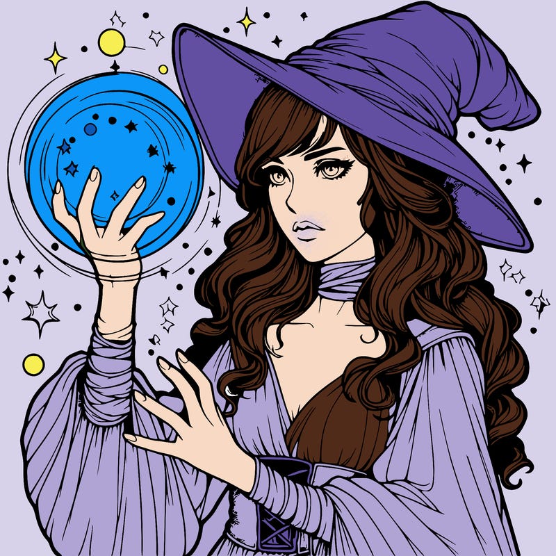 realistic women sorcerer using magic