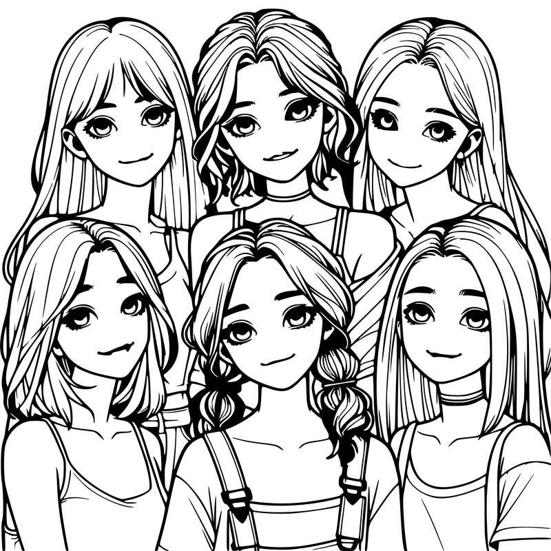 a group of girls realistic