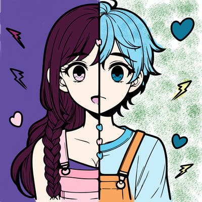 realistic girl boy split