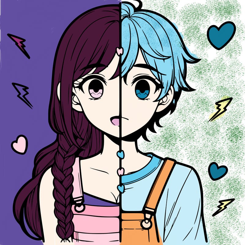 realistic girl boy split