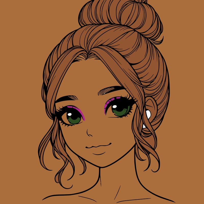 realistic pretty girl with hair in bun