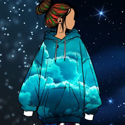 realistic girl with a oversized sweatshirt on and a bun