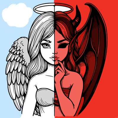 realistic angel half demon