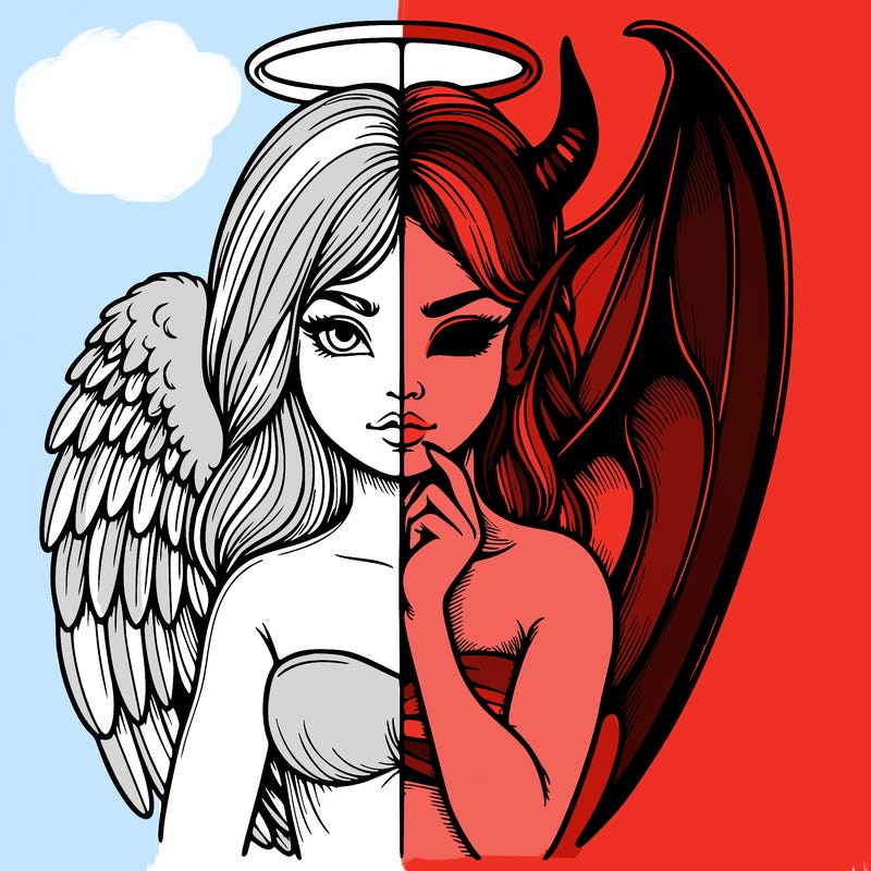 realistic angel half demon