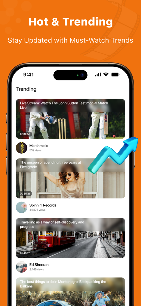 4K Video Saver - Trending video feed interface in the 4K Video Saver app featuring popular content creators